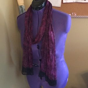 Purple and black leopard print scarf